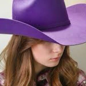 Wool Felt Wide Brim Vintage Purple Western Cowboy Hat Size 6 7/8